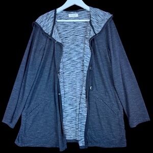 Max Studio Weekend Size M Hooded Soft Stretch Knit Jacket Dark Gray